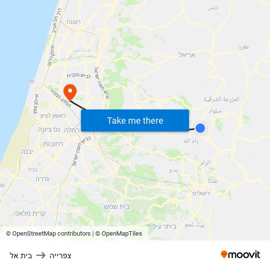 בית אל to צפרייה map