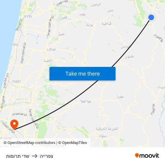 שדי תרומות to צפרייה map