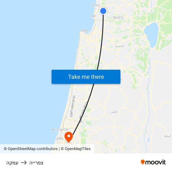 עמקה to צפרייה map