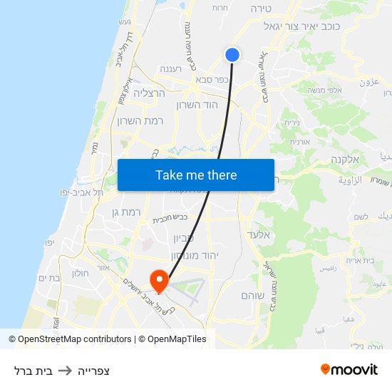 בית ברל to צפרייה map