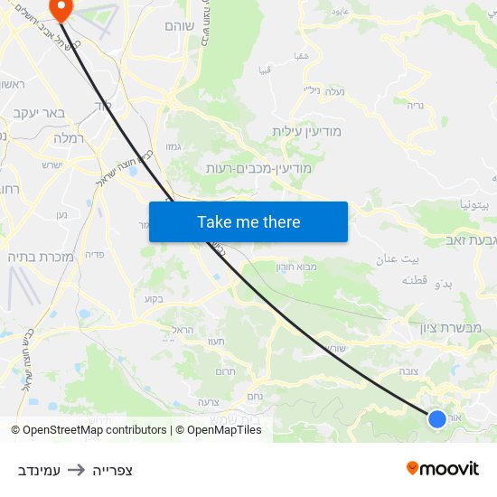 עמינדב to צפרייה map