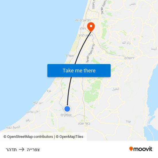 תדהר to צפרייה map