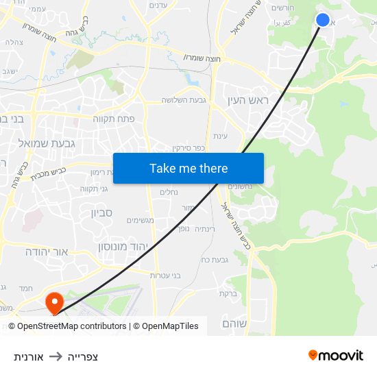 אורנית to צפרייה map