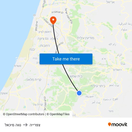 נווה מיכאל to צפרייה map