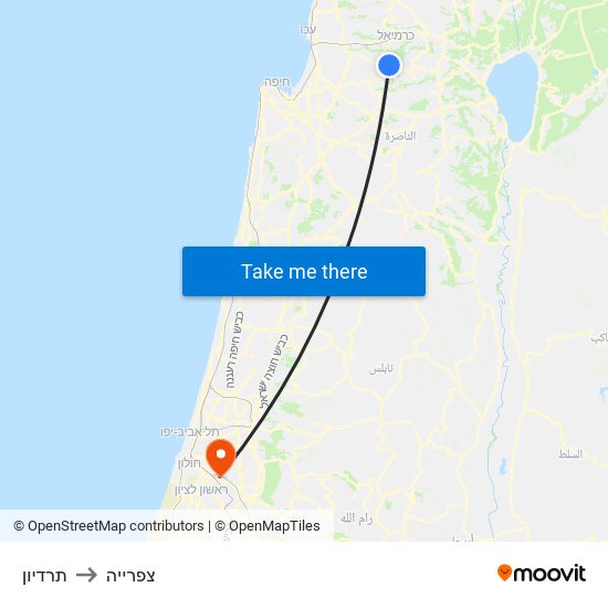 תרדיון to צפרייה map