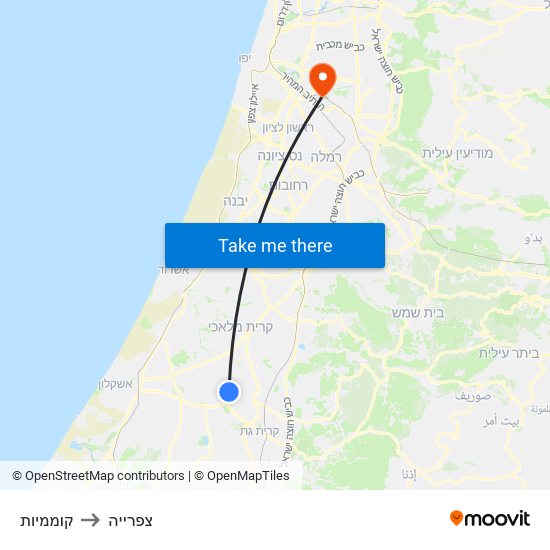 קוממיות to צפרייה map