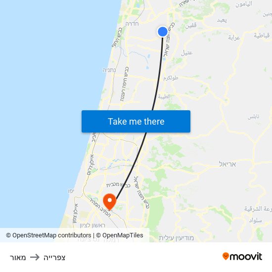 מאור to צפרייה map