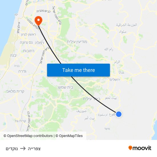 נוקדים to צפרייה map