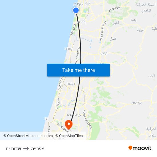 שדות ים to צפרייה map