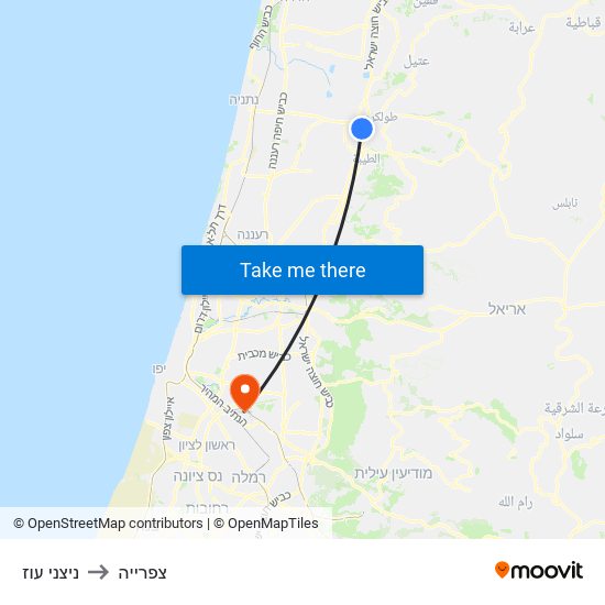 ניצני עוז to צפרייה map