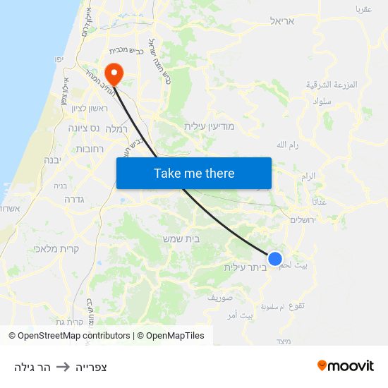 הר גילה to צפרייה map