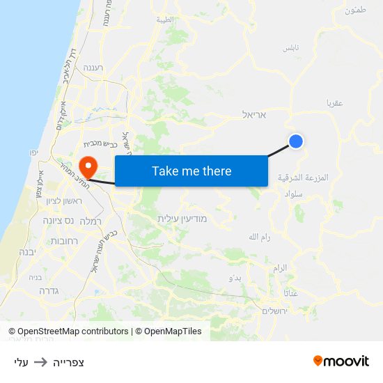 עלי to צפרייה map