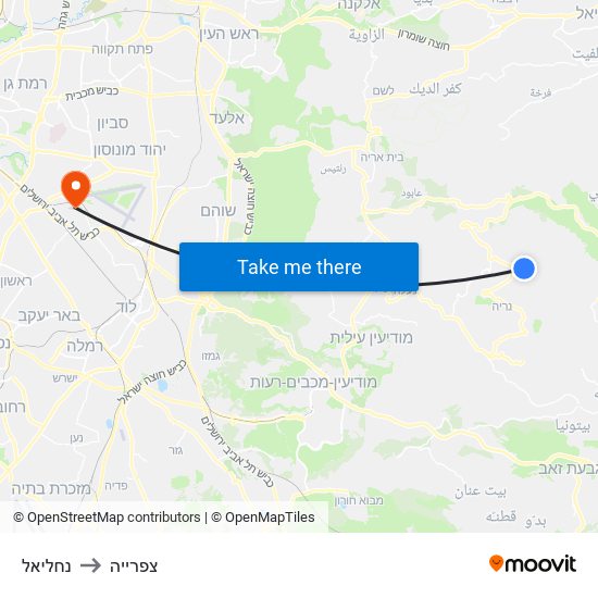 נחליאל to צפרייה map