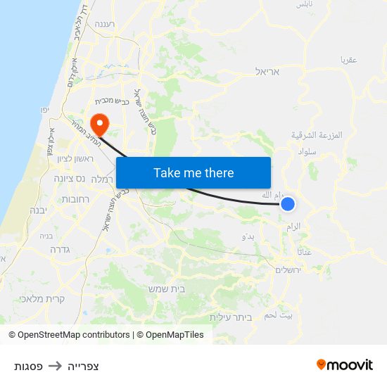 פסגות to צפרייה map