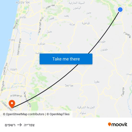 רשפים to צפרייה map