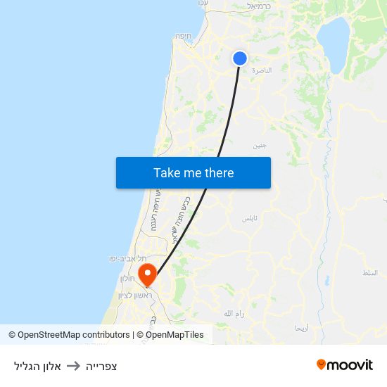 אלון הגליל to צפרייה map