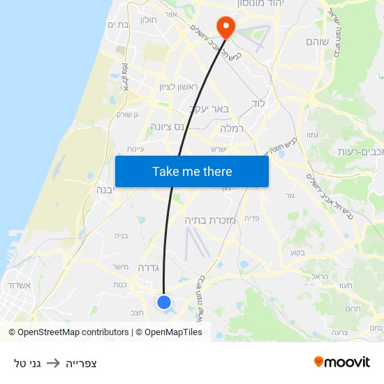 גני טל to צפרייה map