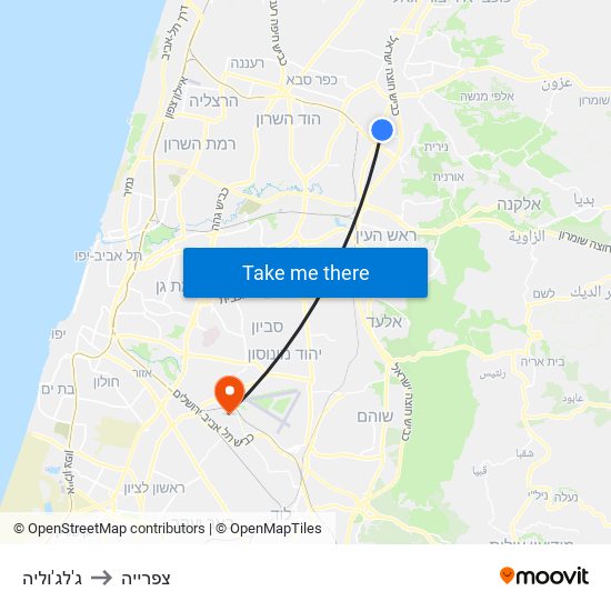 ג'לג'וליה to צפרייה map