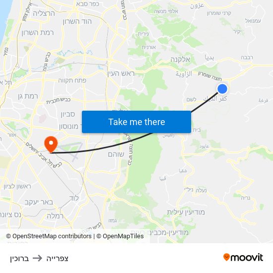 ברוכין to צפרייה map