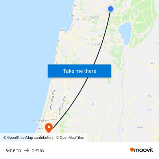 בר יוחאי to צפרייה map