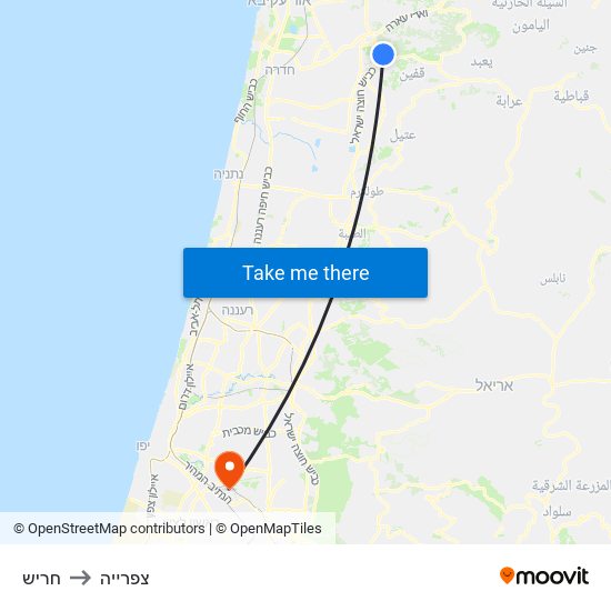 חריש to צפרייה map