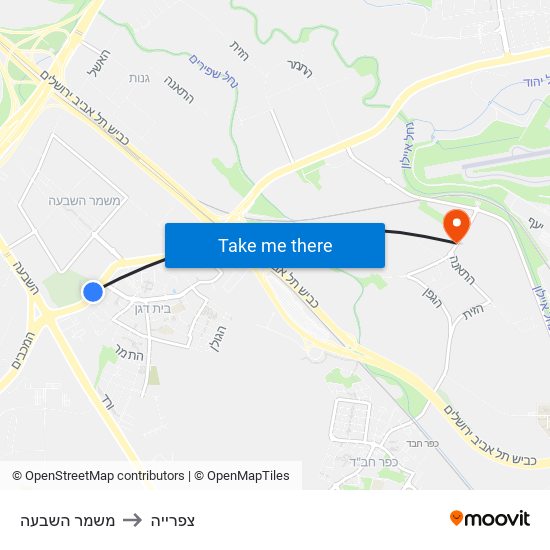 משמר השבעה to צפרייה map