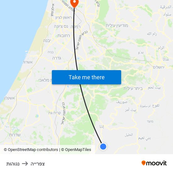 נגוהות to צפרייה map