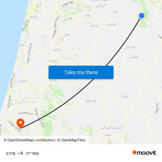 מירב to צפרייה map