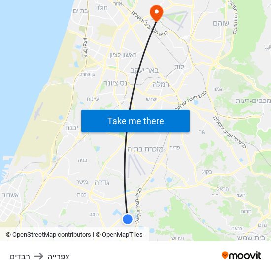 רבדים to צפרייה map