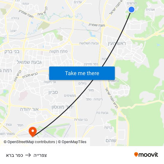 כפר ברא to צפרייה map