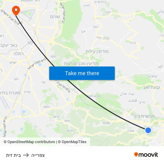 בית זית to צפרייה map