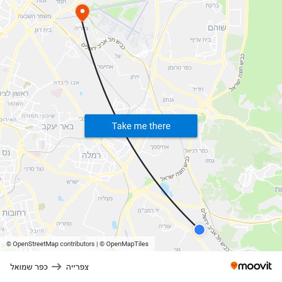 כפר שמואל to צפרייה map