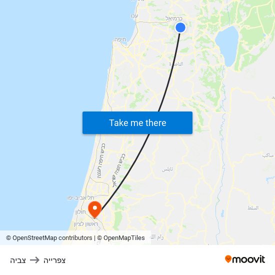 צביה to צפרייה map