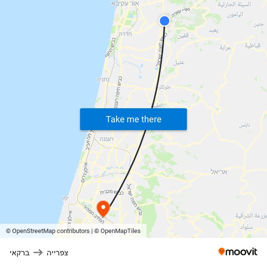 ברקאי to צפרייה map