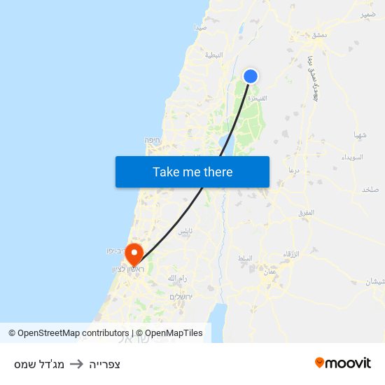 מג'דל שמס to צפרייה map