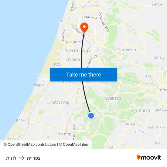 לוזית to צפרייה map