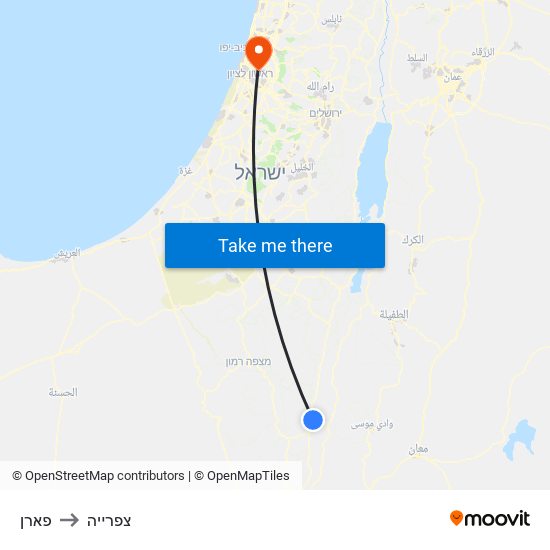 פארן to צפרייה map