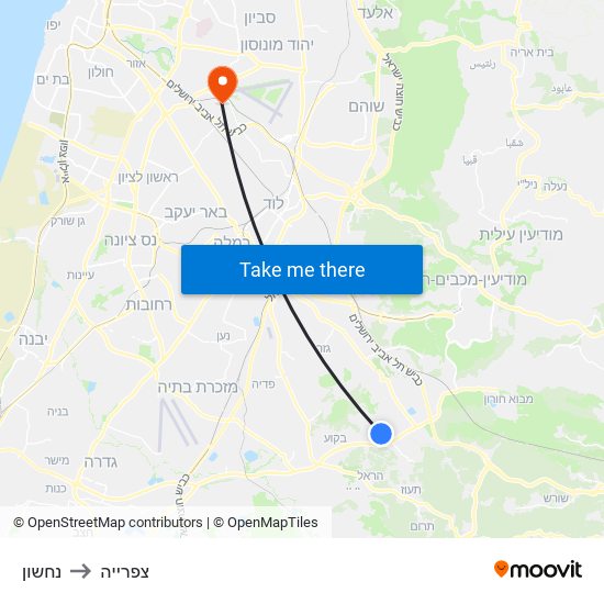 נחשון to צפרייה map