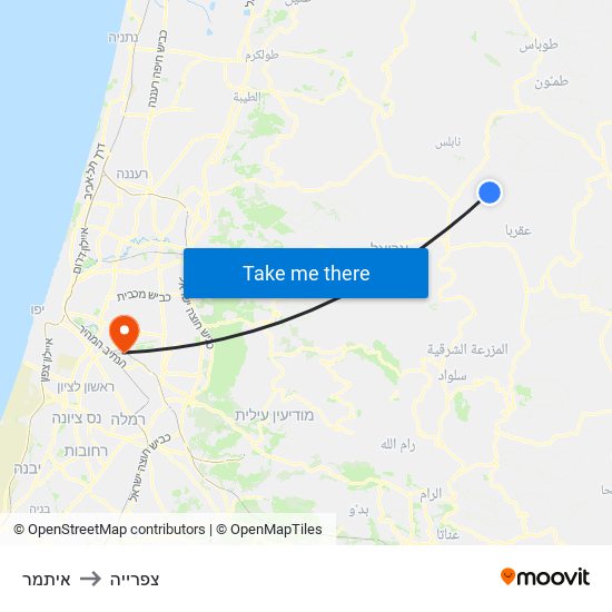 איתמר to צפרייה map