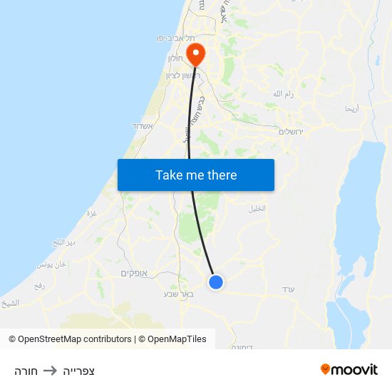 חורה to צפרייה map