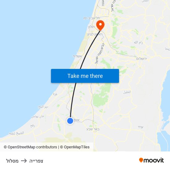 מסלול to צפרייה map