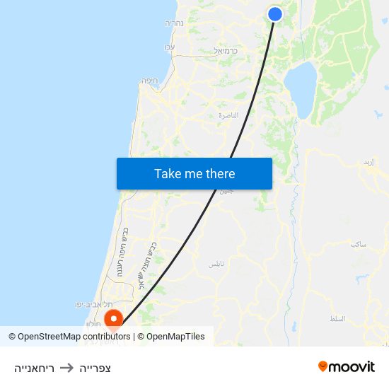 ריחאנייה to צפרייה map