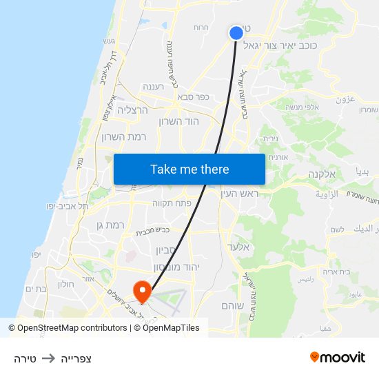 טירה to צפרייה map