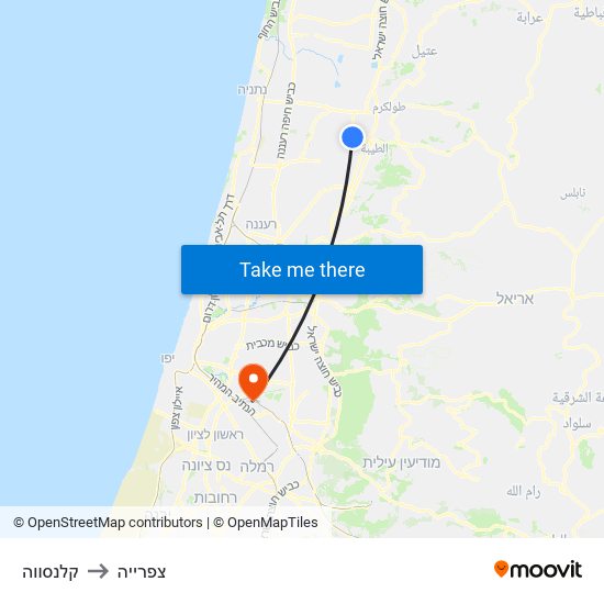 קלנסווה to צפרייה map