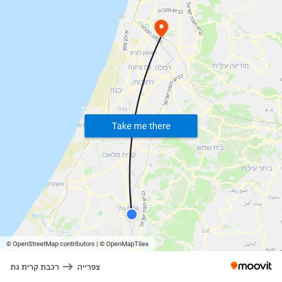 רכבת קרית גת to צפרייה map