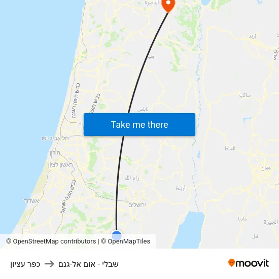 כפר עציון to שבלי - אום אל-גנם map