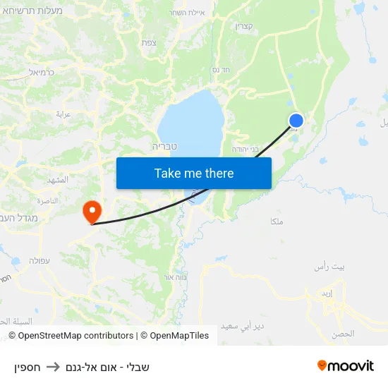 חספין to שבלי - אום אל-גנם map