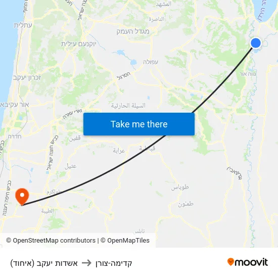 אשדות יעקב (איחוד) to קדימה-צורן map
