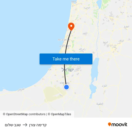 שגב-שלום to קדימה-צורן map