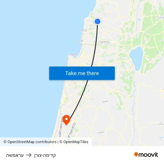 עראמשה to קדימה-צורן map